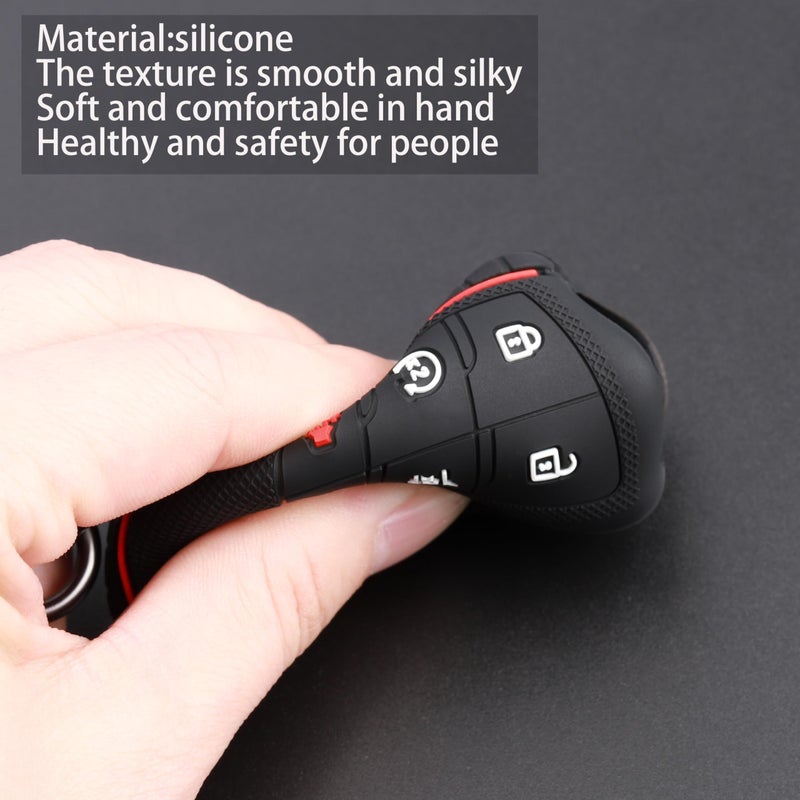 TANDRIVE Key Fob Cover for 2025 2024-2021 Chevy Tahoe Suburban GMC Yukon, 6 Button, Silicone, 2-Pack, Black - Image 5